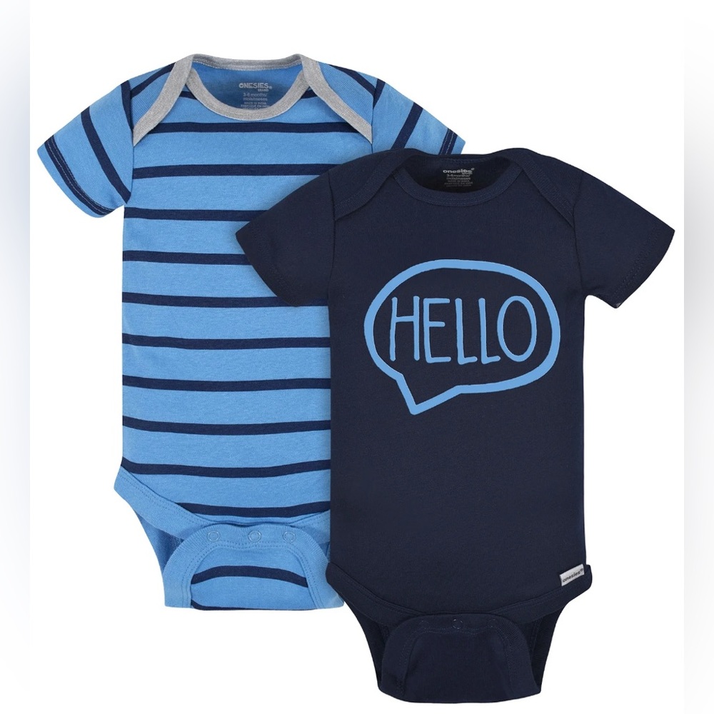 Onesies Brand Newborn Baby Boy 2 Piece Short Sleeve Bodysuits Both New!!!